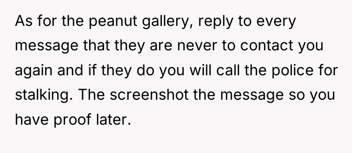 As for the peanut gallery, reply to every message that...