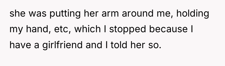 she was putting her arm around me, holding my hand,...