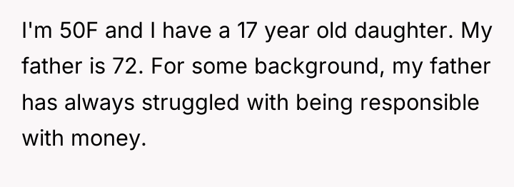 I'm 50F and I have a 17 year old daughter....