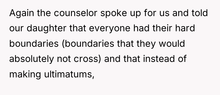 Again the counselor spoke up for us and told our...