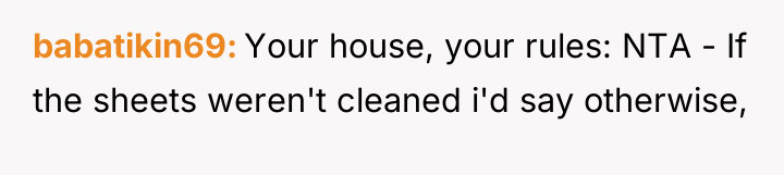 babatikin69 Your house, your rules: NTA - If the sheets...