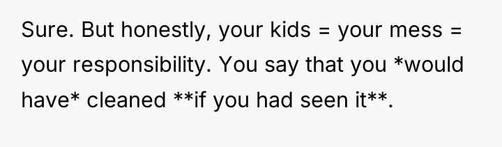 Sure. But honestly, your kids = your mess = your...