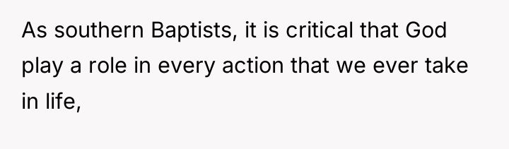 As southern Baptists, it is critical that God play a...