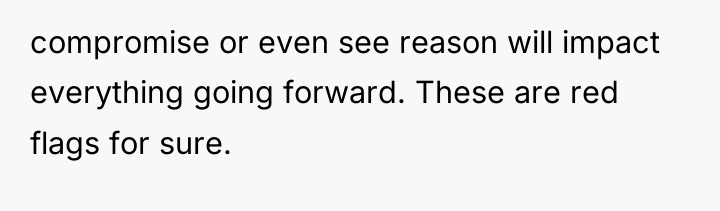 compromise or even see reason will impact everything going forward....