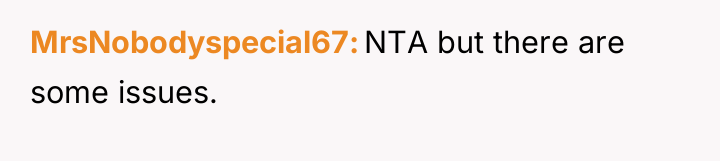 MrsNobodyspecial67 NTA but there are some issues.