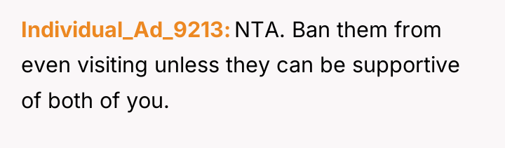 Individual_Ad_9213 NTA. Ban them from even visiting unless they can...