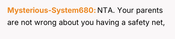 Mysterious-System680 NTA. Your parents are not wrong about you having...