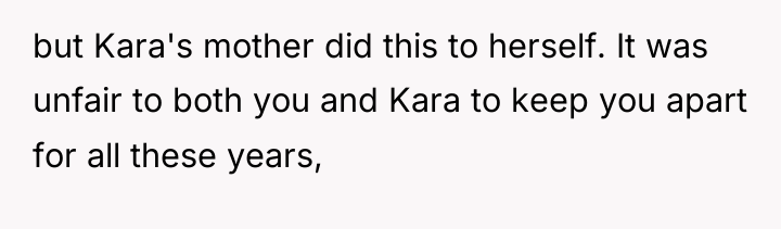 but Kara's mother did this to herself. It was unfair...