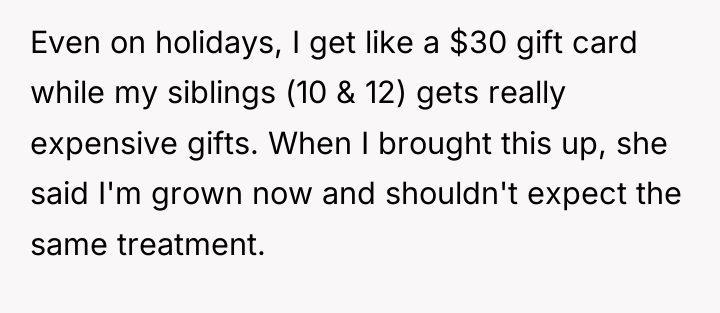 Even on holidays, I get like a $30 gift card...