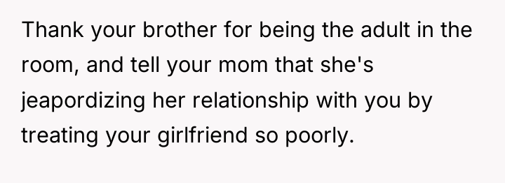 Thank your brother for being the adult in the room,...
