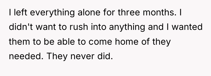 I left everything alone for three months. I didn't want...