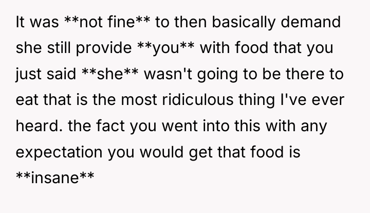 It was **not fine** to then basically demand she still...
