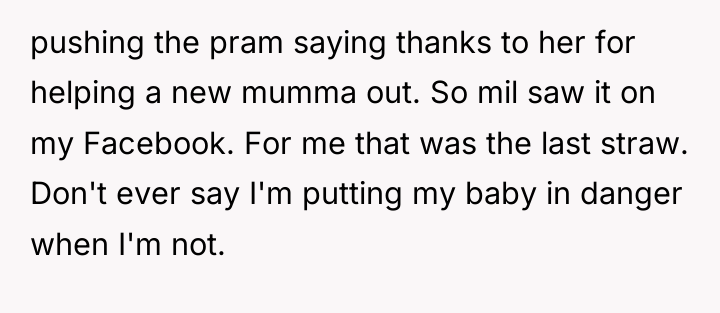 pushing the pram saying thanks to her for helping a...