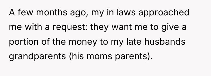 A few months ago, my in laws approached me with...