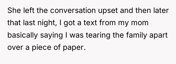 She left the conversation upset and then later that last...