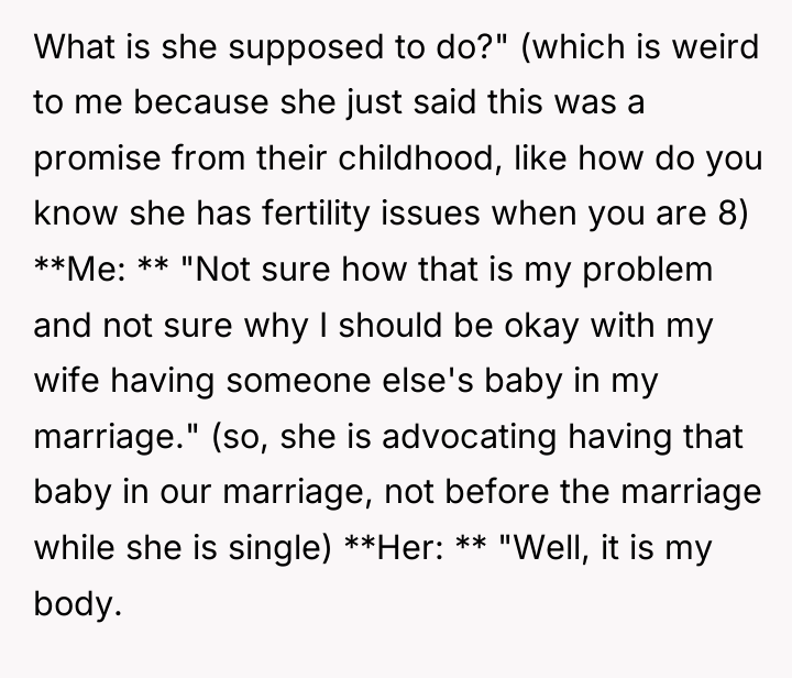 What is she supposed to do?" (which is weird to...