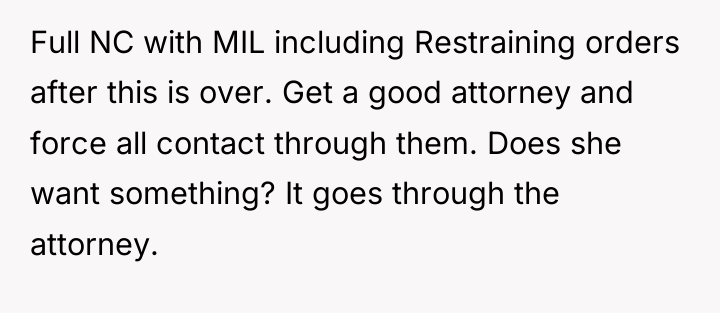Full NC with MIL including Restraining orders after this is...