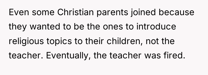 Even some Christian parents joined because they wanted to be...
