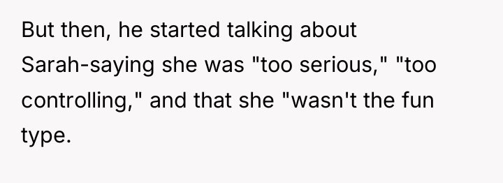 But then, he started talking about Sarah-saying she was "too...