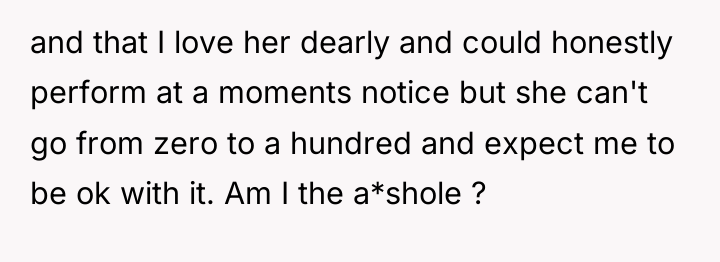 and that I love her dearly and could honestly perform...