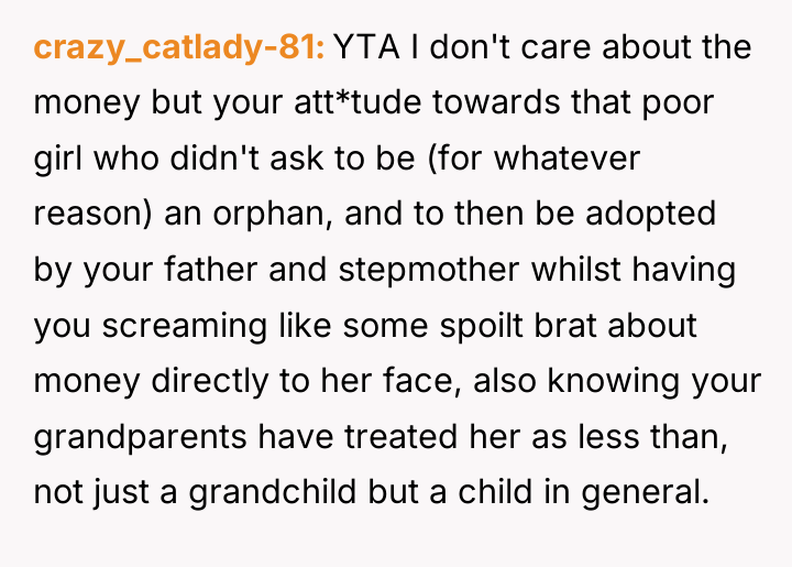 crazy_catlady-81 YTA I don't care about the money but your...