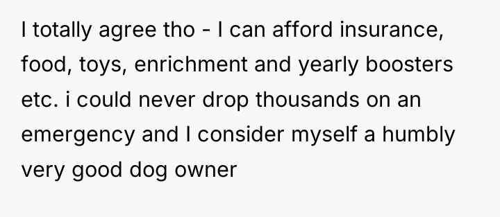I totally agree tho - I can afford insurance, food,...