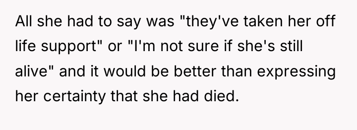 All she had to say was "they've taken her off...