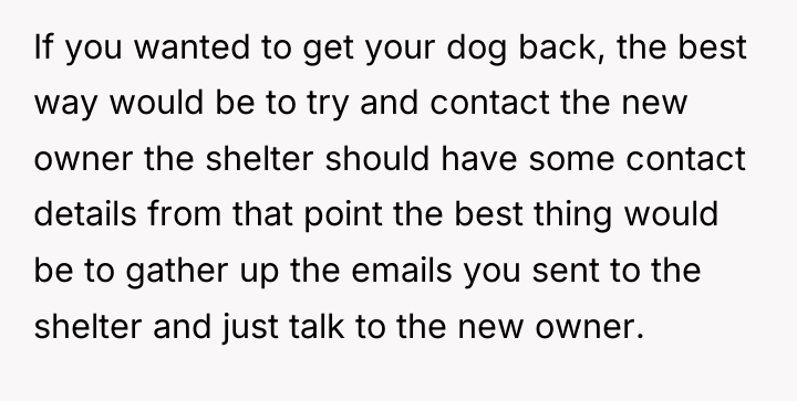 If you wanted to get your dog back, the best...