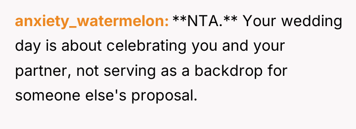anxiety_watermelon **NTA.** Your wedding day is about celebrating you and...