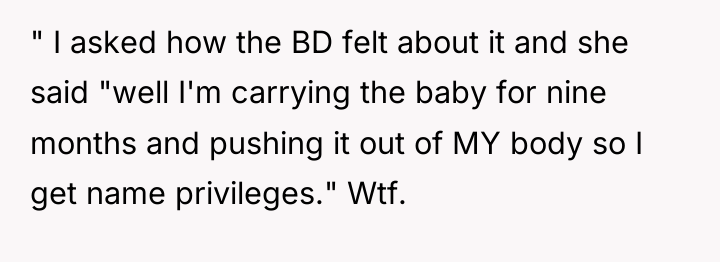 " I asked how the BD felt about it and...