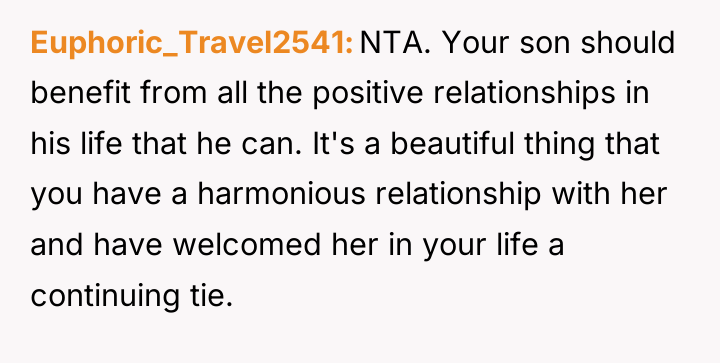 Euphoric_Travel2541 NTA. Your son should benefit from all the positive...