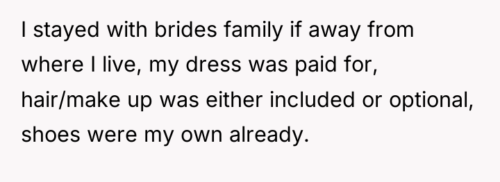 I stayed with brides family if away from where I...