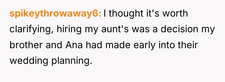 spikeythrowaway6 I thought it's worth clarifying, hiring my aunt's was...