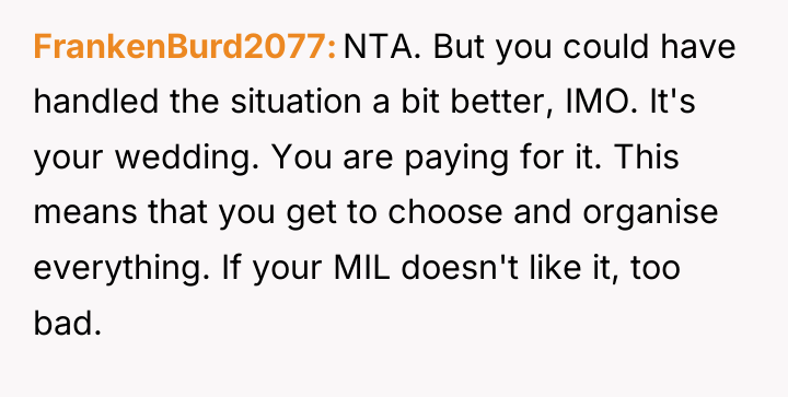 FrankenBurd2077 NTA. But you could have handled the situation a...