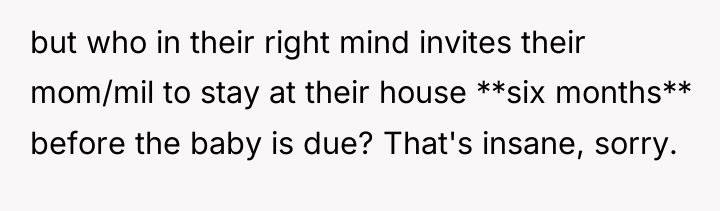 but who in their right mind invites their mom/mil to...