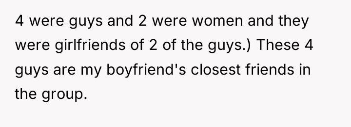 4 were guys and 2 were women and they were...