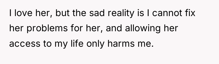 I love her, but the sad reality is I cannot...