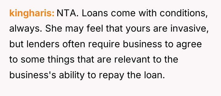 kingharis NTA. Loans come with conditions, always. She may feel...