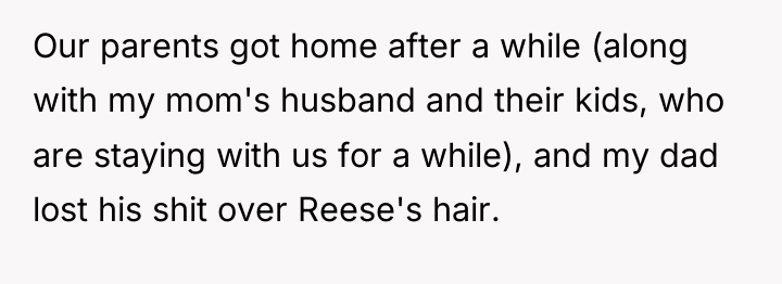 Our parents got home after a while (along with my...