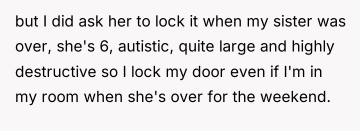 but I did ask her to lock it when my...