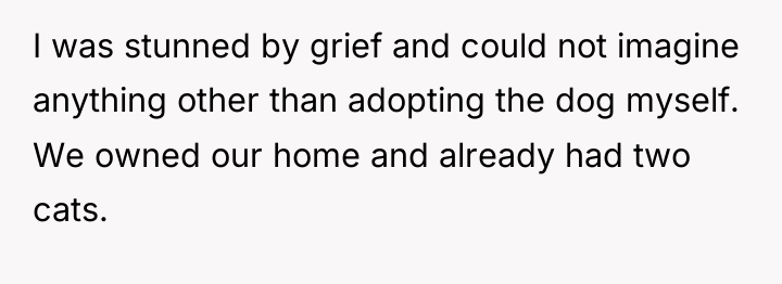 I was stunned by grief and could not imagine anything...