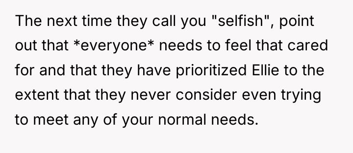 The next time they call you "selfish", point out that...