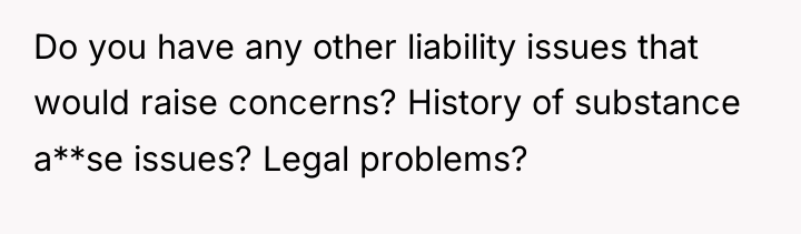 Do you have any other liability issues that would raise...