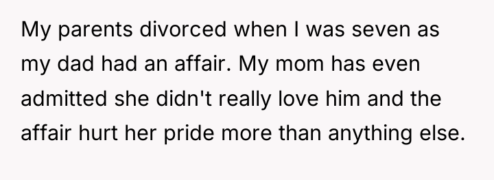 My parents divorced when I was seven as my dad...