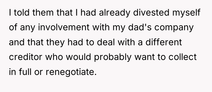 I told them that I had already divested myself of...