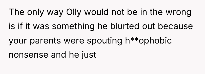 The only way Olly would not be in the wrong...
