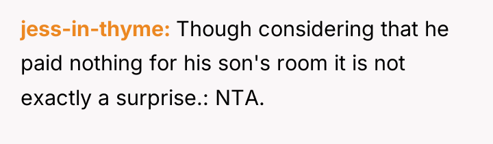 jess-in-thyme Though considering that he paid nothing for his son's...