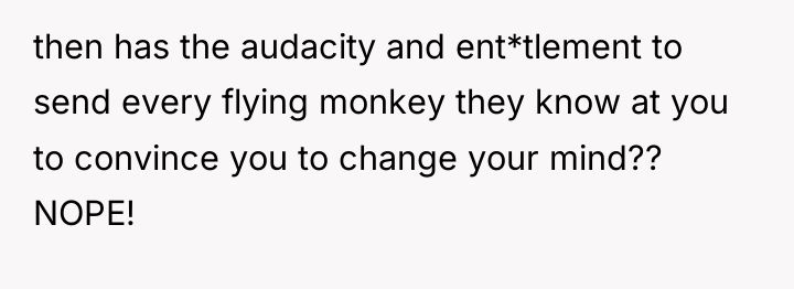then has the audacity and ent*tlement to send every flying...
