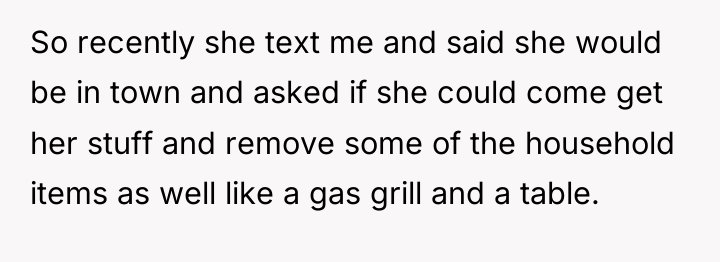 So recently she text me and said she would be...