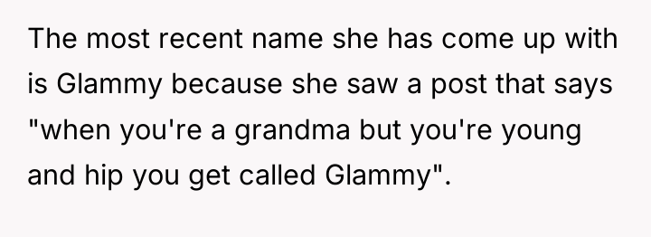 The most recent name she has come up with is...